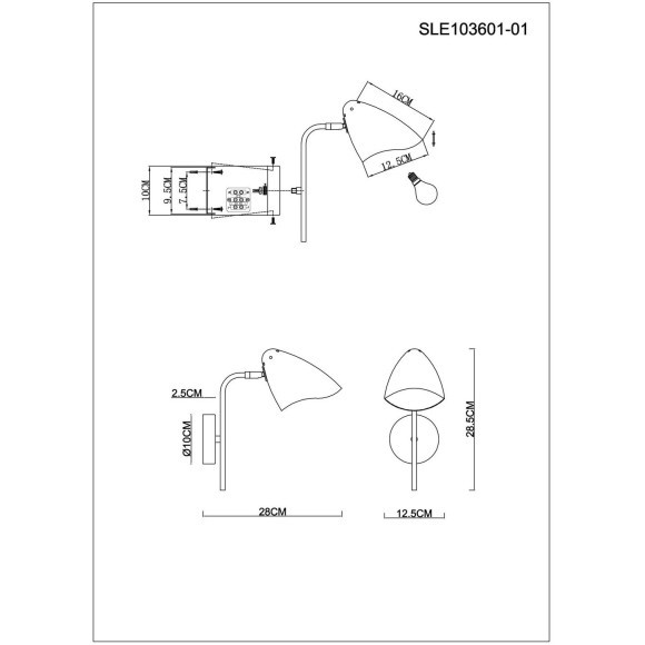 SLE103601-01 Светильник настенный Черный, Золотой/Белый E14 1*40W SATTA