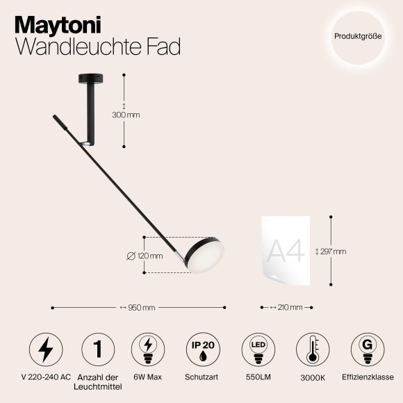Бра Maytoni MOD070WL-L6B3K Fad светодиодная LED 6W