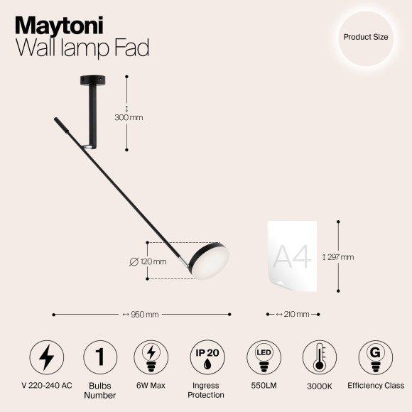 Бра Maytoni MOD070WL-L6B3K Fad светодиодная LED 6W
