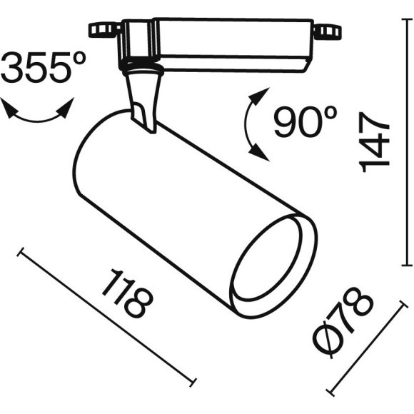 Однофазный двужильный светодиодный трековый светильник Maytoni Unity TR003-1-10W3K-S-B Vuoro 3000К 850Лм CRI90+ 24° 10Вт