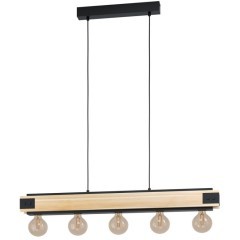 43468 Подвес LAYHAM, 5х60W (E27), L960, B85, H1100, дерево, сталь, черный