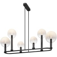 Люстра на штангах с черным основанием и прозрачными плафонами, лампы E14 6шт, Maytoni Status MOD333PL-06B1