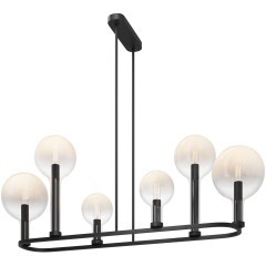 Люстра на штангах с черным основанием и прозрачными плафонами, лампы E14 6шт, Maytoni Status MOD333PL-06B1