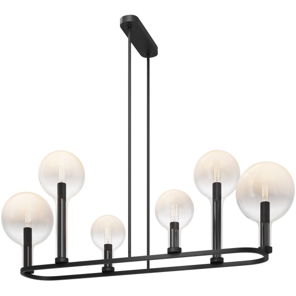 Люстра на штангах с черным основанием и прозрачными плафонами, лампы E14 6шт, Maytoni Status MOD333PL-06B1 Люстра на штангах с черным основанием и прозрачными плафонами, лампы E14 6шт, Maytoni Status MOD333PL-06B1