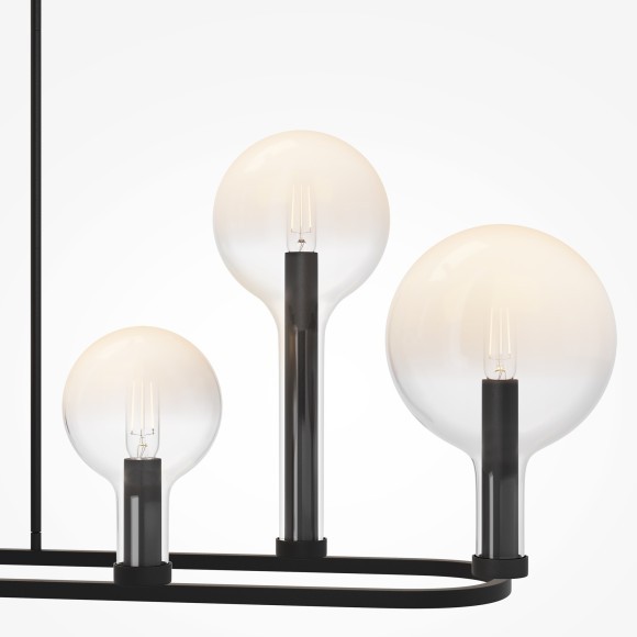 Люстра на штангах с черным основанием и прозрачными плафонами, лампы E14 6шт, Maytoni Status MOD333PL-06B1 Люстра на штангах с черным основанием и прозрачными плафонами, лампы E14 6шт, Maytoni Status MOD333PL-06B1