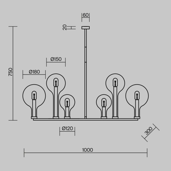 Люстра на штангах с черным основанием и прозрачными плафонами, лампы E14 6шт, Maytoni Status MOD333PL-06B1 Люстра на штангах с черным основанием и прозрачными плафонами, лампы E14 6шт, Maytoni Status MOD333PL-06B1