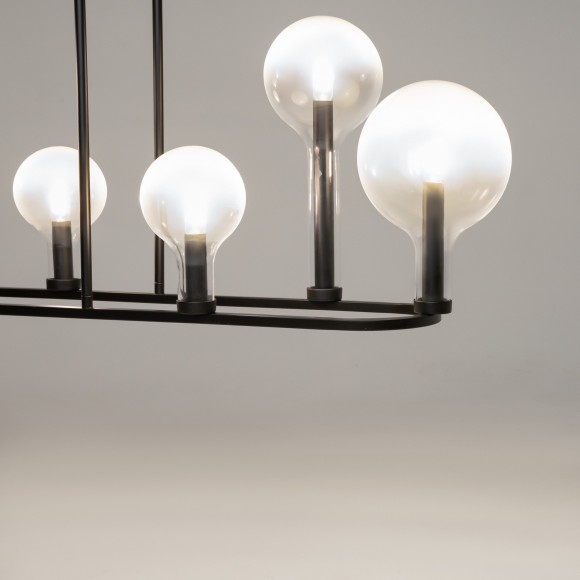 Люстра на штангах с черным основанием и прозрачными плафонами, лампы E14 6шт, Maytoni Status MOD333PL-06B1 Люстра на штангах с черным основанием и прозрачными плафонами, лампы E14 6шт, Maytoni Status MOD333PL-06B1