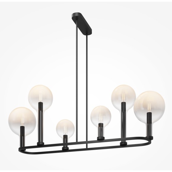 Люстра на штангах с черным основанием и прозрачными плафонами, лампы E14 6шт, Maytoni Status MOD333PL-06B1 Люстра на штангах с черным основанием и прозрачными плафонами, лампы E14 6шт, Maytoni Status MOD333PL-06B1