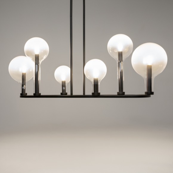 Люстра на штангах с черным основанием и прозрачными плафонами, лампы E14 6шт, Maytoni Status MOD333PL-06B1 Люстра на штангах с черным основанием и прозрачными плафонами, лампы E14 6шт, Maytoni Status MOD333PL-06B1