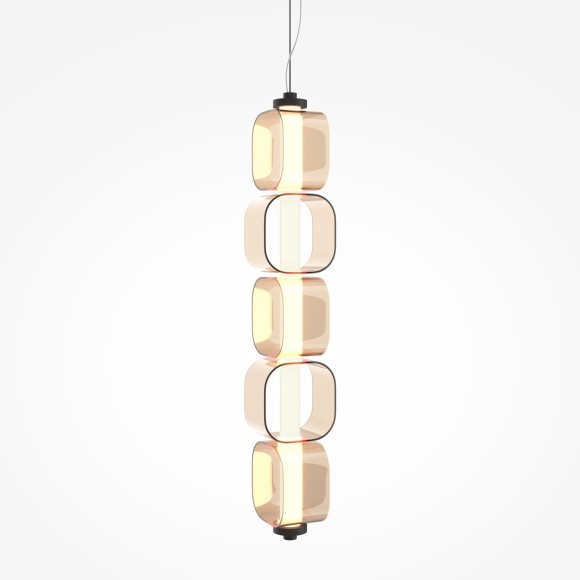 Подвесной светодиодный светильник с янтарными стеклянными плафонами LED 30Вт RA80 1500лм 3000К Maytoni Ritmo MOD381PL-L30B3K