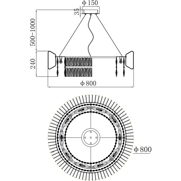 Хрустальная подвесная золотая люстра в виде кольца Favourite 4779-10P