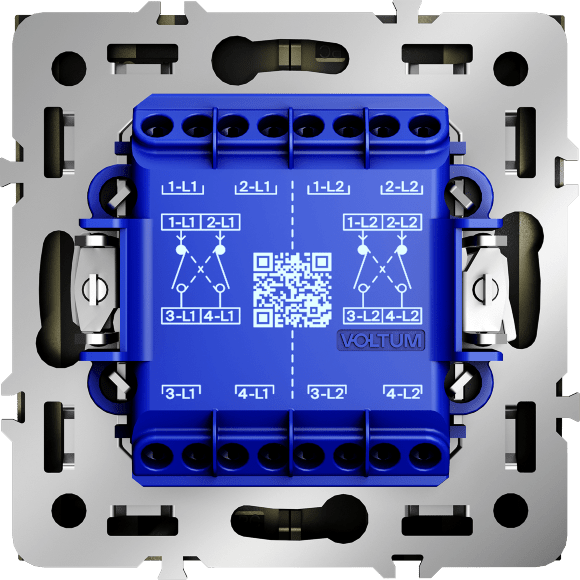 VLS020504 Перекрестный переключатель встраиваемый двухклавишный 10 ампер (2200 Ватт) шелкового цвета 10А (2200 Ватт) VOLTUM S70 (шелк)