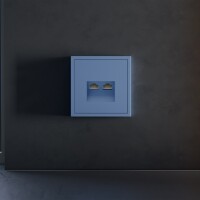 VLS001415 Накладка для розетки компьютерной двойной RJ45 категории 6Е (для проводов CAT5-CAT6 до 10 Гбит/сек) синего джинсового цвета VOLTUM S70 (деним)