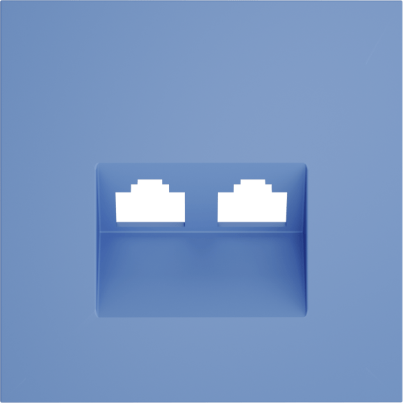 VLS001415 Накладка для розетки компьютерной двойной RJ45 категории 6Е (для проводов CAT5-CAT6 до 10 Гбит/сек) синего джинсового цвета VOLTUM S70 (деним)