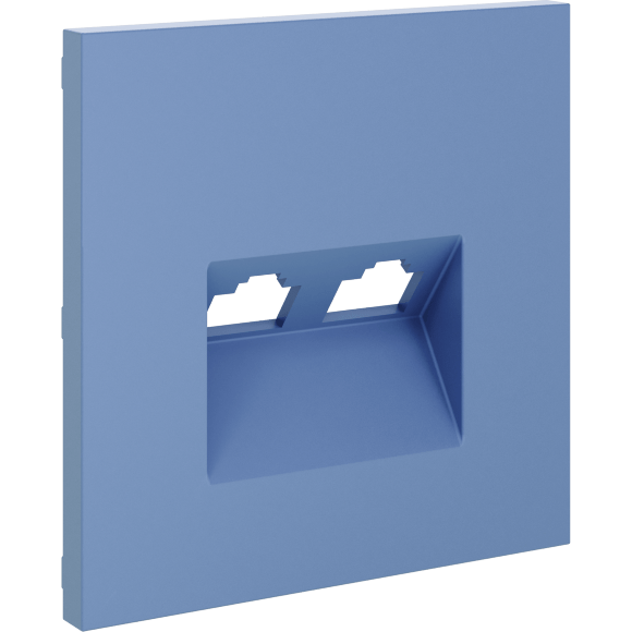 VLS001415 Накладка для розетки компьютерной двойной RJ45 категории 6Е (для проводов CAT5-CAT6 до 10 Гбит/сек) синего джинсового цвета VOLTUM S70 (деним)