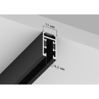 Crystal Lux CLT 0.116 01 L2000 BL 1407/034 Черный 2м накладной магнитный односторонний шинопровод, узкая серия 5мм UX5, 2000x11x21мм