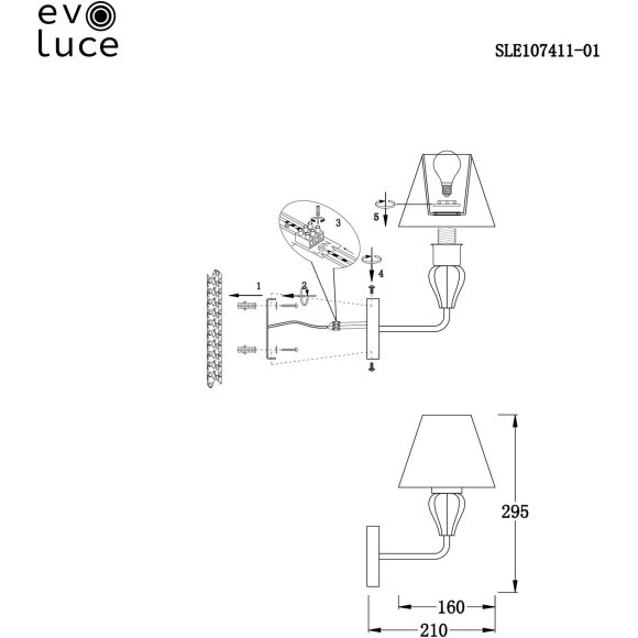 SLE107411-01 Светильник настенный Хром/Серебристый E14 1*60W DALIDA