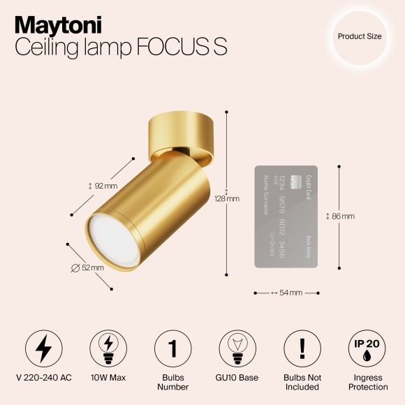 Накладной потолочный светильник Maytoni C050CL-U-1MG Focus S под лампу 1xGU10 10W