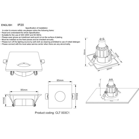 Светильник встраиваемый Crystal Lux CLT 003C1 WH