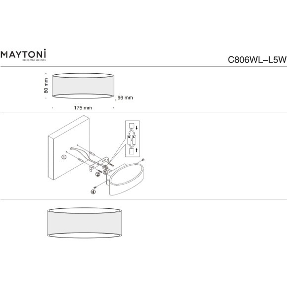 Настенный светильник Technical C806WL-L5W