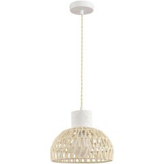 8368/1A Подвесной светильник с бежевым плафоном из натурального джутового шнура, с белым основанием, под лампу E27 LUMION BOHO ECO 8368/1A Подвесной светильник с бежевым плафоном из натурального джутового шнура, с белым основанием, под лампу E27 LUMION BOHO ECO