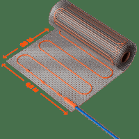 VLT01-150-10 Нагревательный мат (Теплый пол) длиной 20 метров и шириной полметра (0,5 метра) Voltum Т150 мощность 1500Вт 150Вт/м², двужильный экранированный кабель, клеевая сетка, укладка в плиточный клей/стяжку, гарантия 25 лет