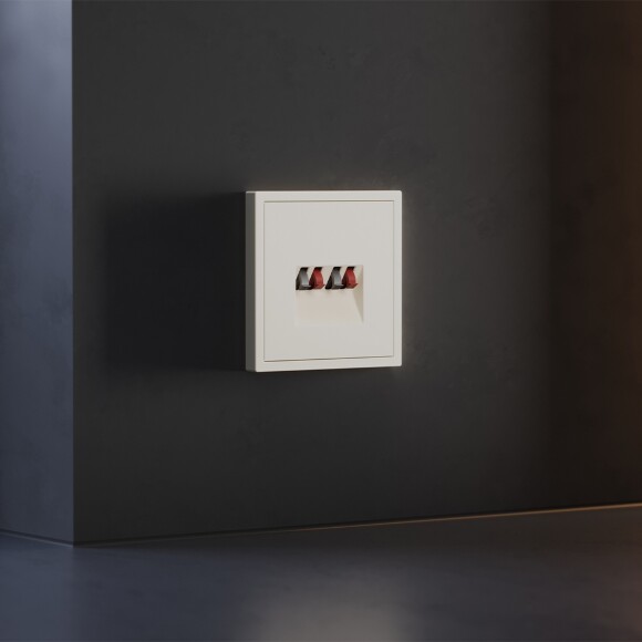 VLS001513 Накладка для розетки акустической 4-местной для подключения звуковоспроизводящих устройств (для проводов сечением 0,5 — 4 ММ²) бежевого цвета VOLTUM S70 (хлопок)