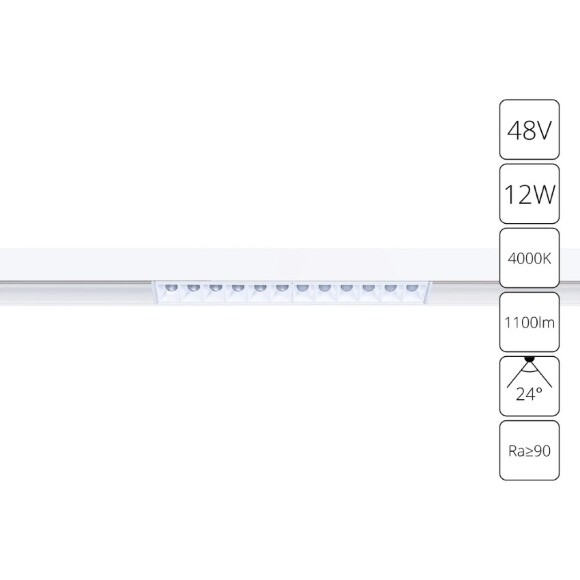A4664PL-1WH Трековый магнитный светодиодный светильник Arte Lamp Linea 2.0 CRI90+ 4000К 1100Лм 24° 12Вт