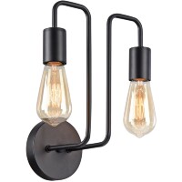 Бра настенное Maytoni Gilbert T532WL-02B E27 2 лампы 60Вт чёрный матовый металл, индустриальный лофт светильник, открытая конструкция, без выключатель на корпусе