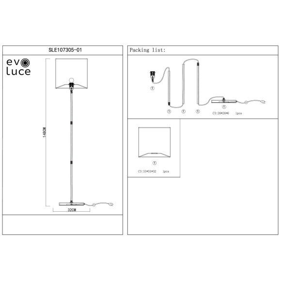 SLE107305-01 Светильник напольный Никель/Белый E27 1*40W NOIA