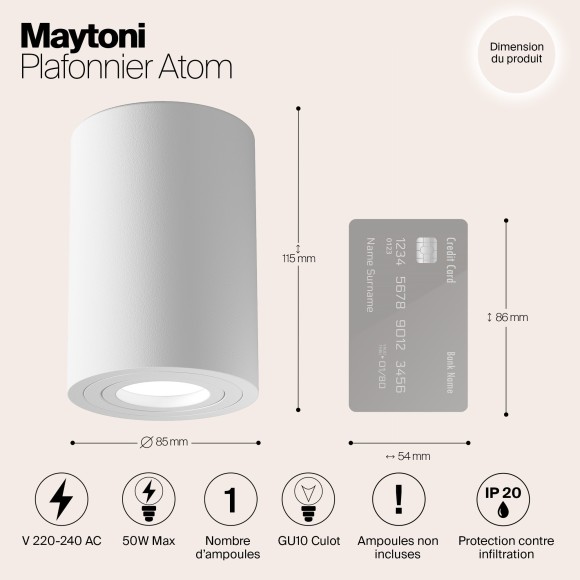 Накладной потолочный светильник Maytoni C016CL-01W Atom под лампу 1xGU10 50W