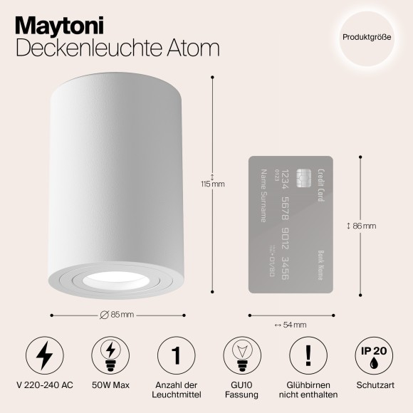 Накладной потолочный светильник Maytoni C016CL-01W Atom под лампу 1xGU10 50W