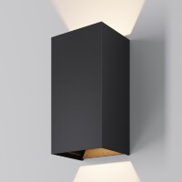 Maytoni Drape O525WL-L20B3K Уличный настенный прямоугольный светодиодный фасадный светильник-бра высотой 23 см, стиль минимализм, свет вверх-вниз, металл черный алюминий, LED 20Вт 3000K 1000Лм CRI80 80° 220В IP65 -40...+50°C