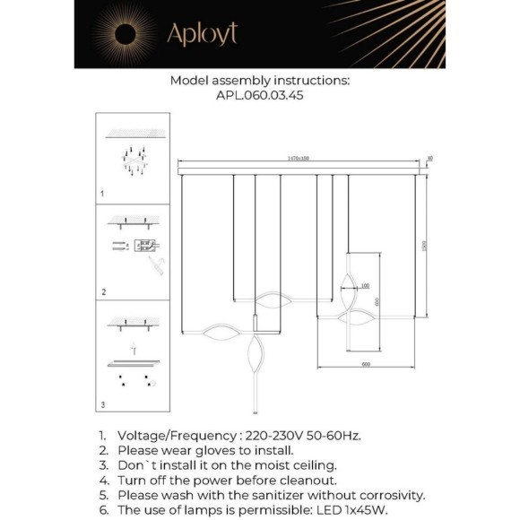 Люстра подвесная APL.060.03.45
